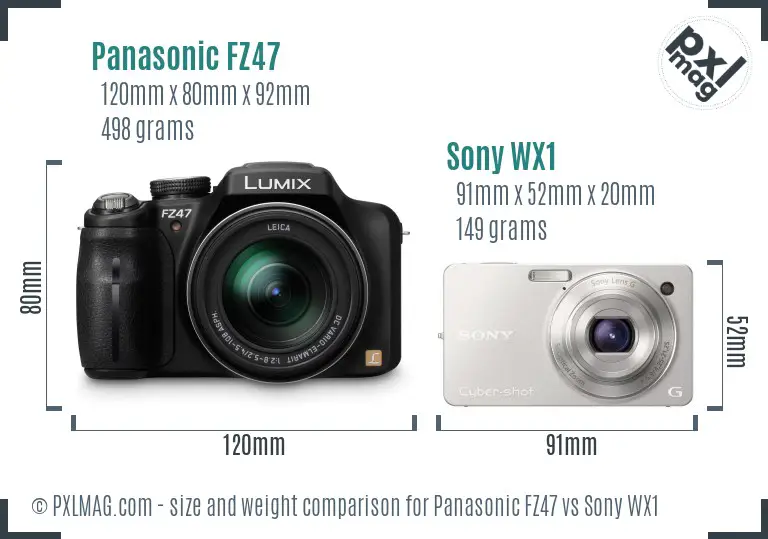 Panasonic FZ47 vs Sony WX1 size comparison
