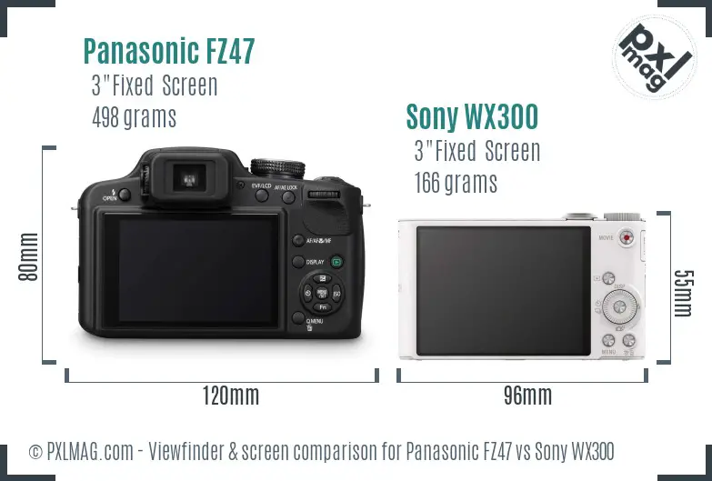 Panasonic FZ47 vs Sony WX300 Screen and Viewfinder comparison