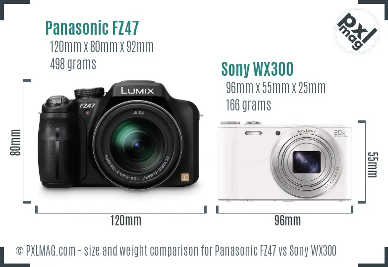 Panasonic FZ47 vs Sony WX300 size comparison