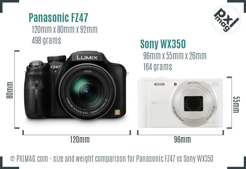 Panasonic FZ47 vs Sony WX350 size comparison