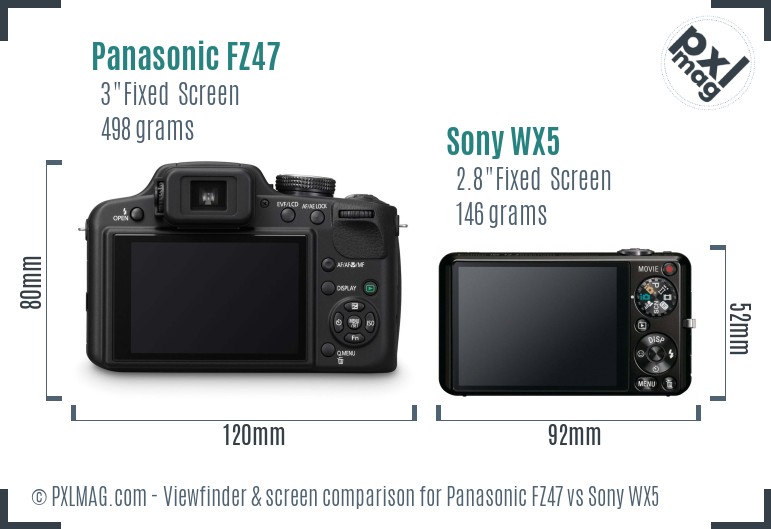 Panasonic FZ47 vs Sony WX5 Screen and Viewfinder comparison