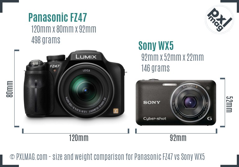 Panasonic FZ47 vs Sony WX5 size comparison