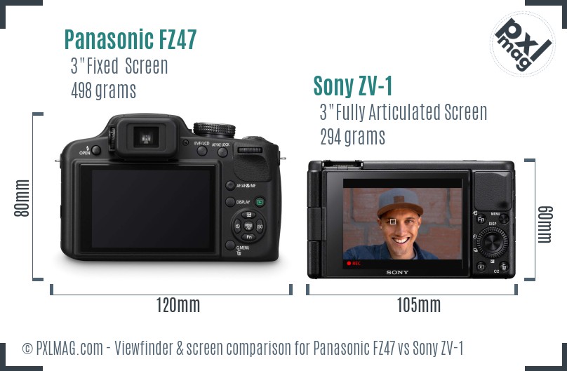Panasonic FZ47 vs Sony ZV-1 Screen and Viewfinder comparison