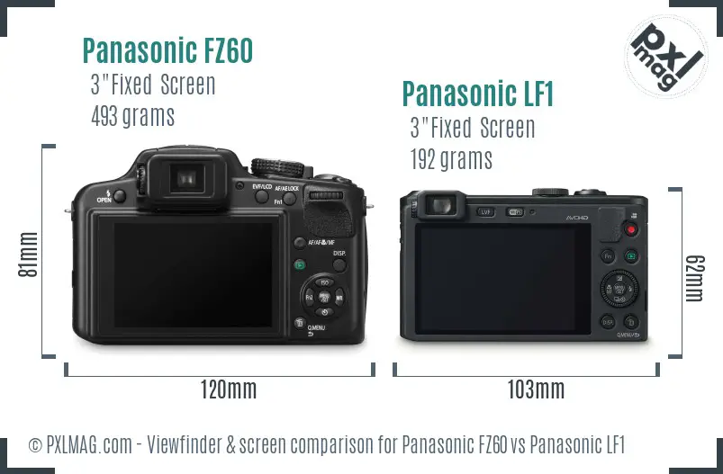 Panasonic FZ60 vs Panasonic LF1 Screen and Viewfinder comparison