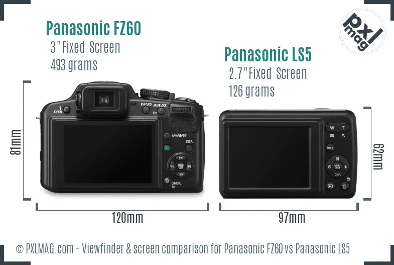 Panasonic FZ60 vs Panasonic LS5 Screen and Viewfinder comparison