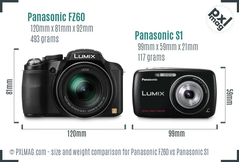 Panasonic FZ60 vs Panasonic S1 size comparison
