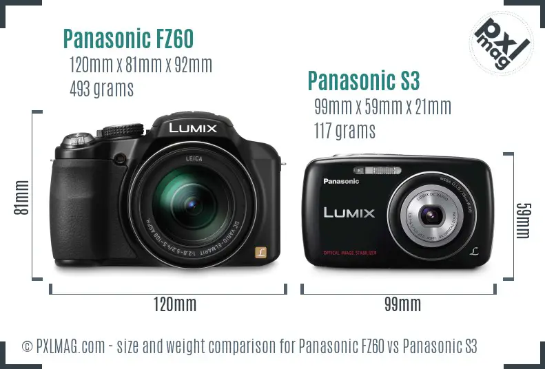 Panasonic FZ60 vs Panasonic S3 size comparison