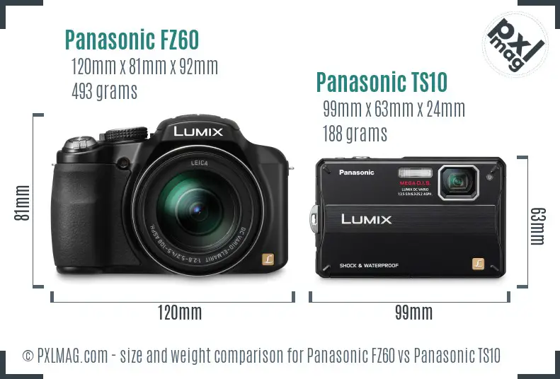 Panasonic FZ60 vs Panasonic TS10 size comparison