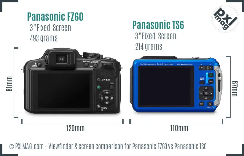 Panasonic FZ60 vs Panasonic TS6 Screen and Viewfinder comparison