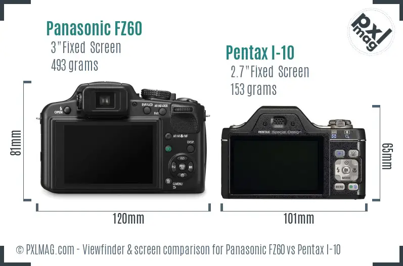 Panasonic FZ60 vs Pentax I-10 Screen and Viewfinder comparison