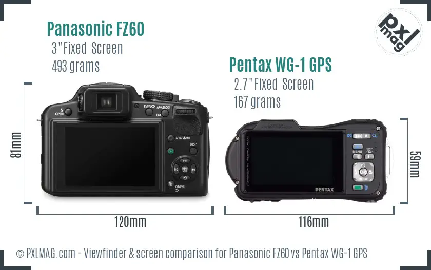 Panasonic FZ60 vs Pentax WG-1 GPS Screen and Viewfinder comparison