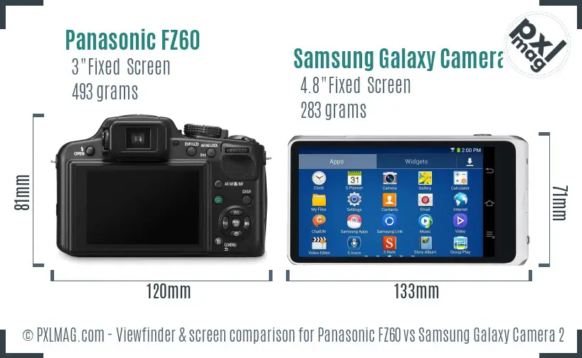 Panasonic FZ60 vs Samsung Galaxy Camera 2 Screen and Viewfinder comparison