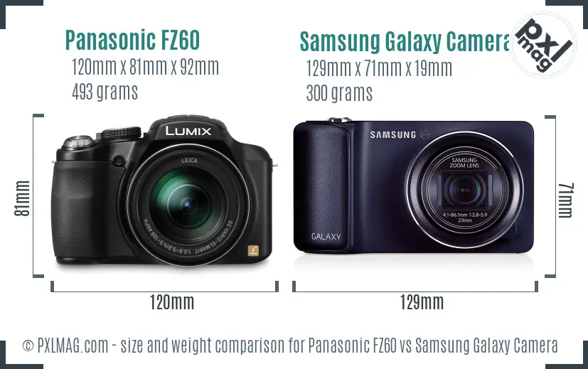 Panasonic FZ60 vs Samsung Galaxy Camera size comparison Panasonic FZ60 vs Samsung Galaxy Camera size comparison