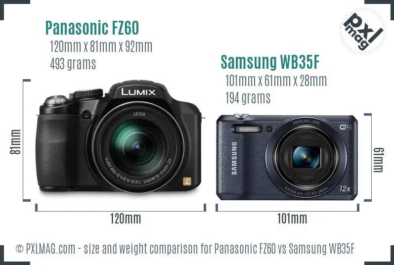 Panasonic FZ60 vs Samsung WB35F size comparison Panasonic FZ60 vs Samsung WB35F size comparison