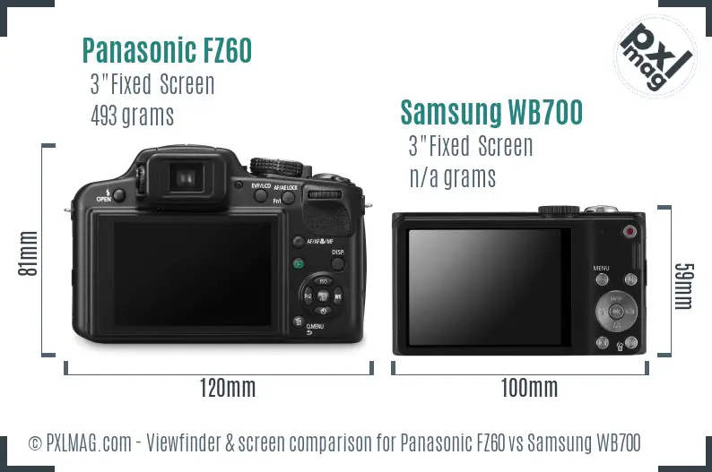 Panasonic FZ60 vs Samsung WB700 Screen and Viewfinder comparison