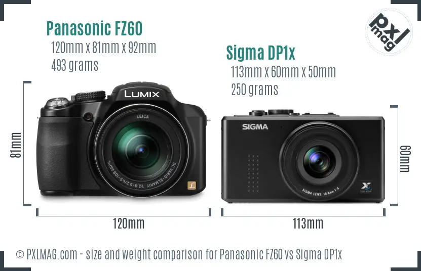 Panasonic FZ60 vs Sigma DP1x size comparison