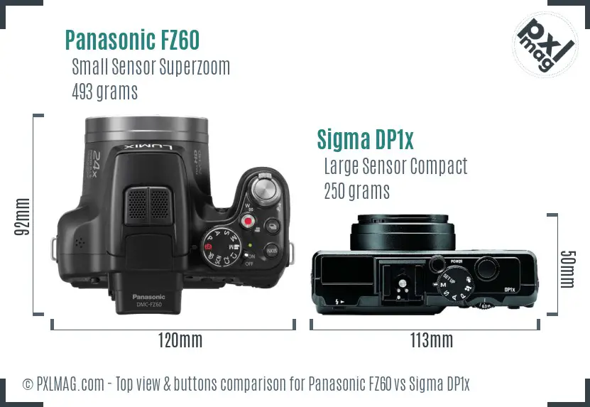 Panasonic FZ60 vs Sigma DP1x top view buttons comparison