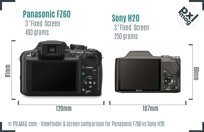 Panasonic FZ60 vs Sony H20 Screen and Viewfinder comparison Panasonic FZ60 vs Sony H20 Screen and Viewfinder comparison