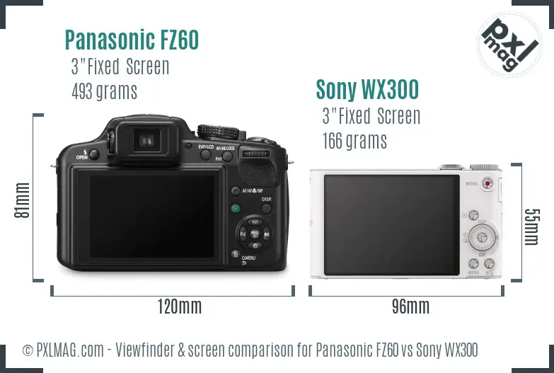 Panasonic FZ60 vs Sony WX300 Screen and Viewfinder comparison