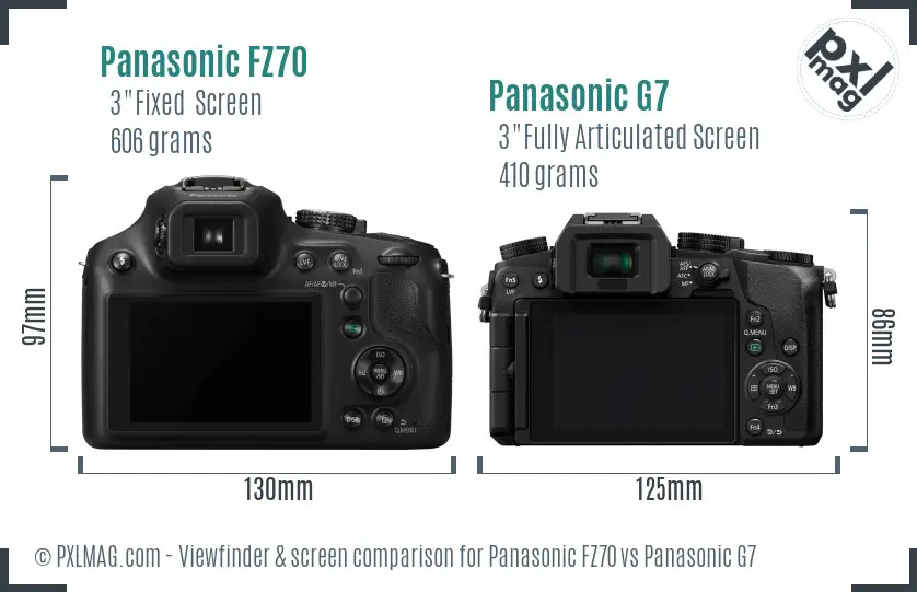 Panasonic FZ70 vs Panasonic G7 Screen and Viewfinder comparison