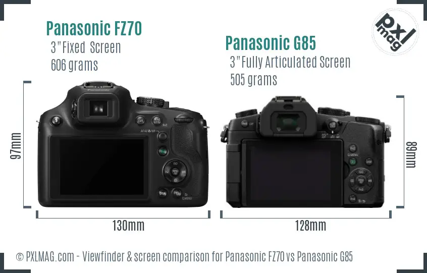 Panasonic FZ70 vs Panasonic G85 Screen and Viewfinder comparison