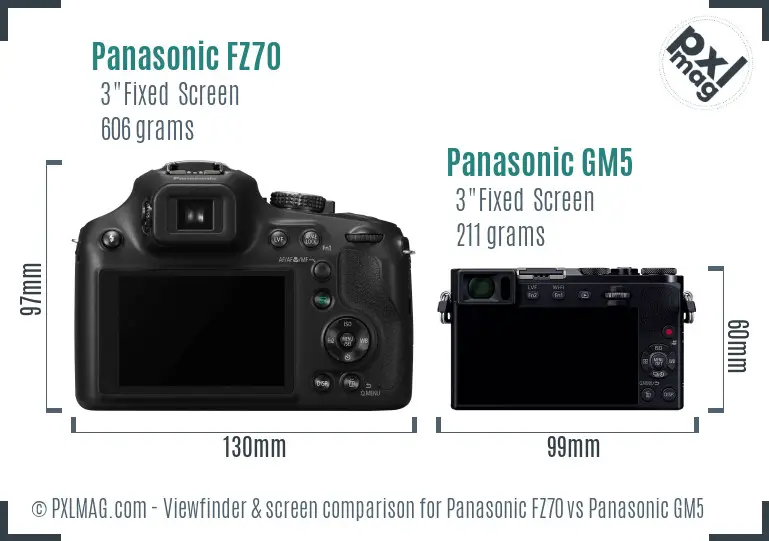 Panasonic FZ70 vs Panasonic GM5 Screen and Viewfinder comparison