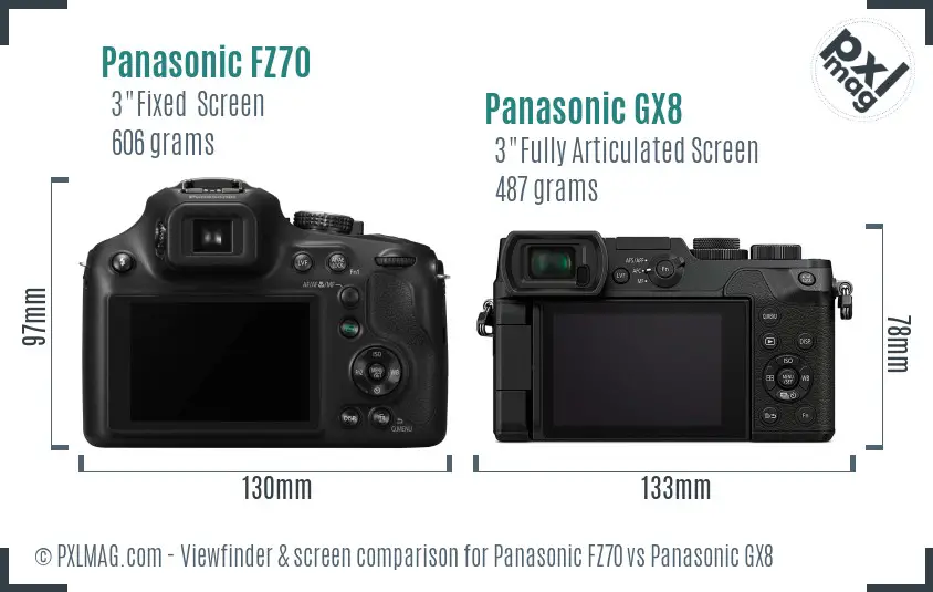 Panasonic FZ70 vs Panasonic GX8 Screen and Viewfinder comparison