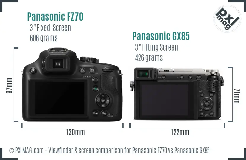 Panasonic FZ70 vs Panasonic GX85 Screen and Viewfinder comparison