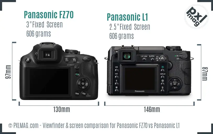 Panasonic FZ70 vs Panasonic L1 Screen and Viewfinder comparison