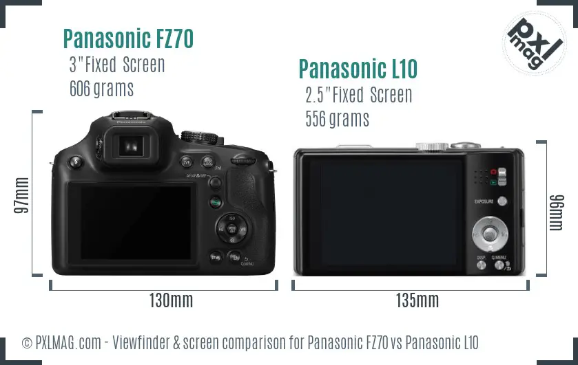 Panasonic FZ70 vs Panasonic L10 Screen and Viewfinder comparison