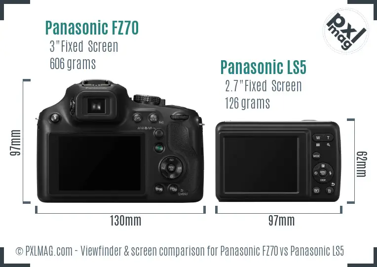 Panasonic FZ70 vs Panasonic LS5 Screen and Viewfinder comparison