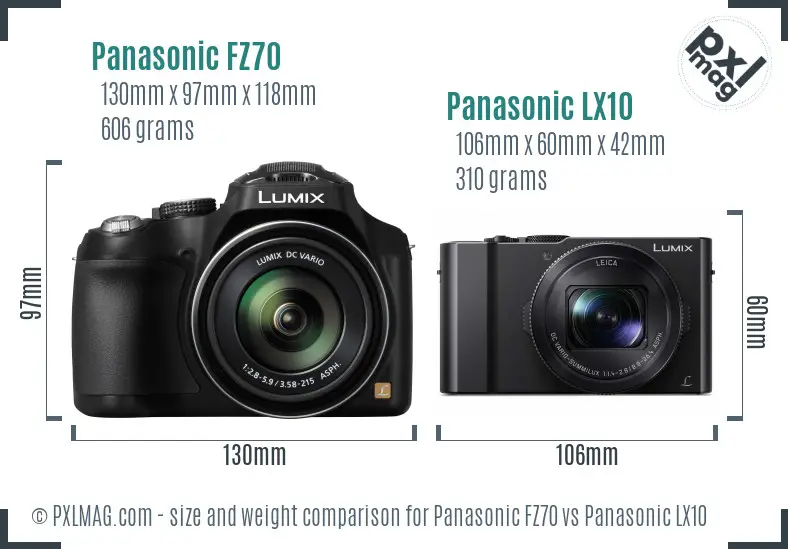 Panasonic FZ70 vs Panasonic LX10 size comparison