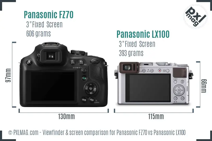 Panasonic FZ70 vs Panasonic LX100 Screen and Viewfinder comparison