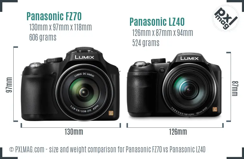 Panasonic FZ70 vs Panasonic LZ40 size comparison