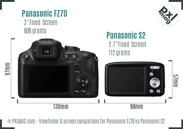 Panasonic FZ70 vs Panasonic S2 Screen and Viewfinder comparison