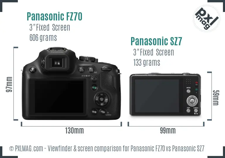 Panasonic FZ70 vs Panasonic SZ7 Screen and Viewfinder comparison