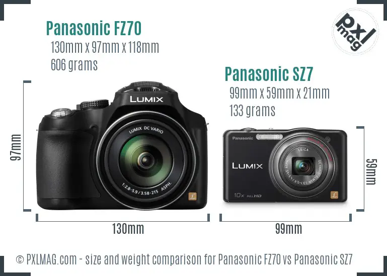 Panasonic FZ70 vs Panasonic SZ7 size comparison