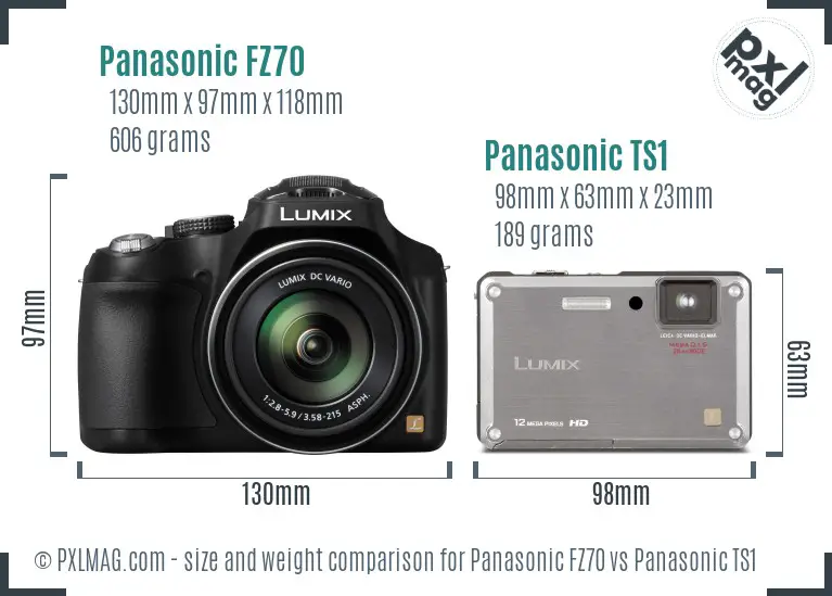 Panasonic FZ70 vs Panasonic TS1 size comparison