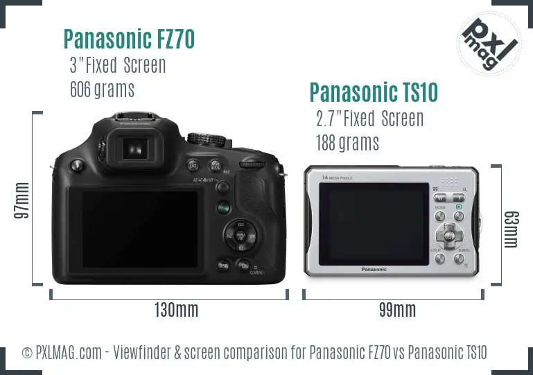 Panasonic FZ70 vs Panasonic TS10 Screen and Viewfinder comparison