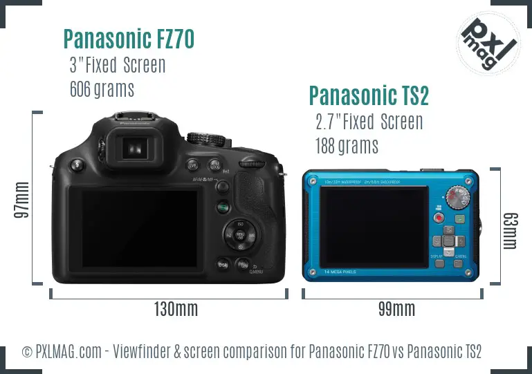 Panasonic FZ70 vs Panasonic TS2 Screen and Viewfinder comparison