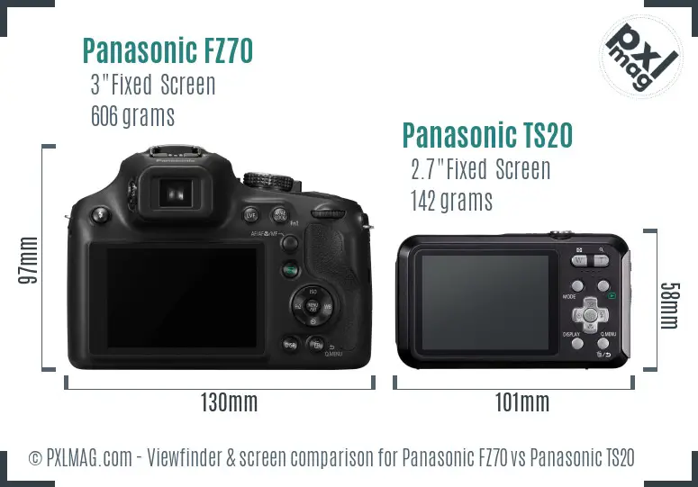 Panasonic FZ70 vs Panasonic TS20 Screen and Viewfinder comparison