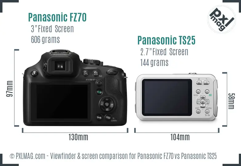 Panasonic FZ70 vs Panasonic TS25 Screen and Viewfinder comparison
