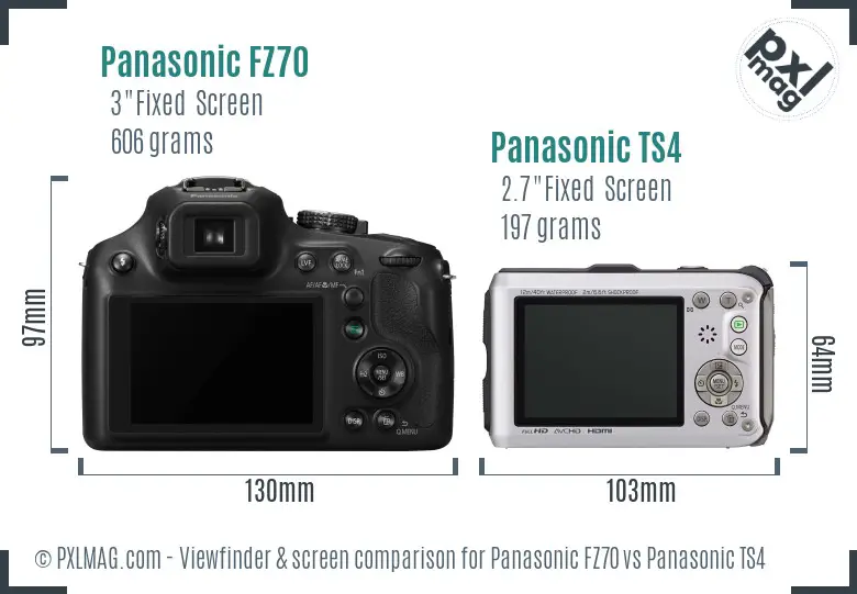 Panasonic FZ70 vs Panasonic TS4 Screen and Viewfinder comparison