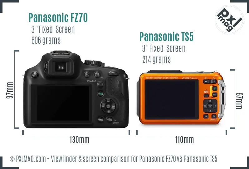 Panasonic FZ70 vs Panasonic TS5 Screen and Viewfinder comparison