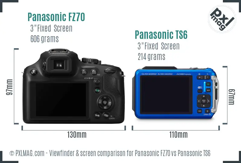 Panasonic FZ70 vs Panasonic TS6 Screen and Viewfinder comparison