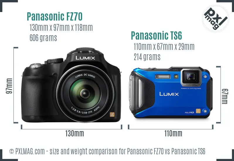 Panasonic FZ70 vs Panasonic TS6 size comparison