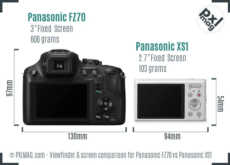 Panasonic FZ70 vs Panasonic XS1 Screen and Viewfinder comparison