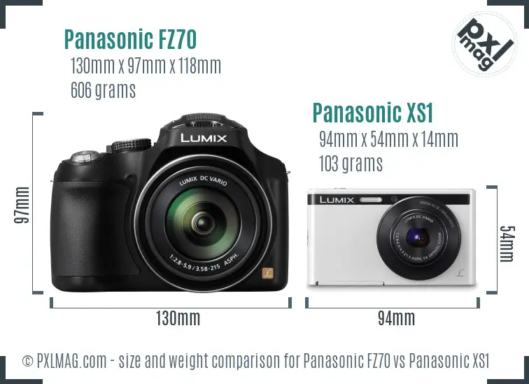 Panasonic FZ70 vs Panasonic XS1 size comparison