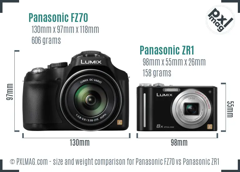 Panasonic FZ70 vs Panasonic ZR1 size comparison