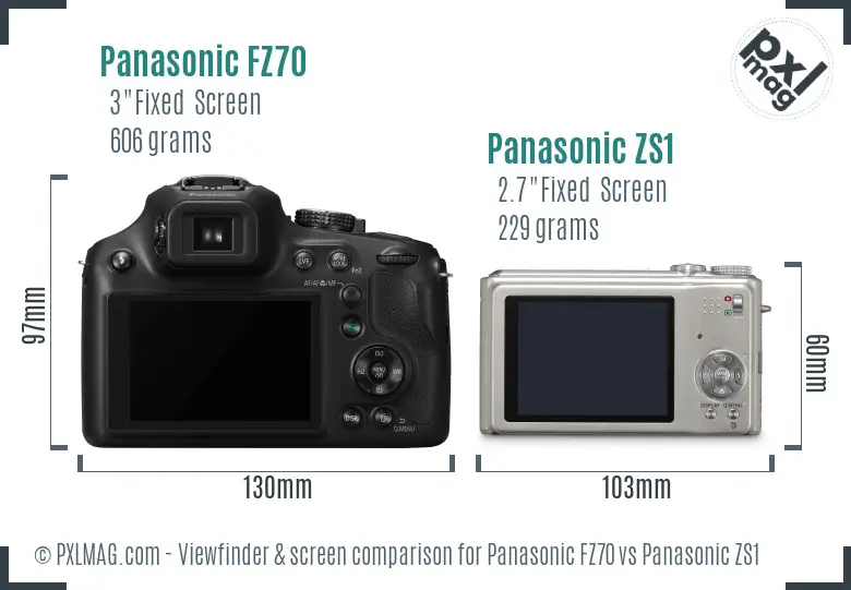 Panasonic FZ70 vs Panasonic ZS1 Screen and Viewfinder comparison